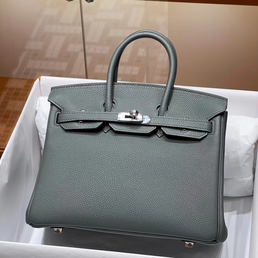 HERMES Birkin 25CM 63 Vert Amande Togo Full handmade Birkin fatory SHW
