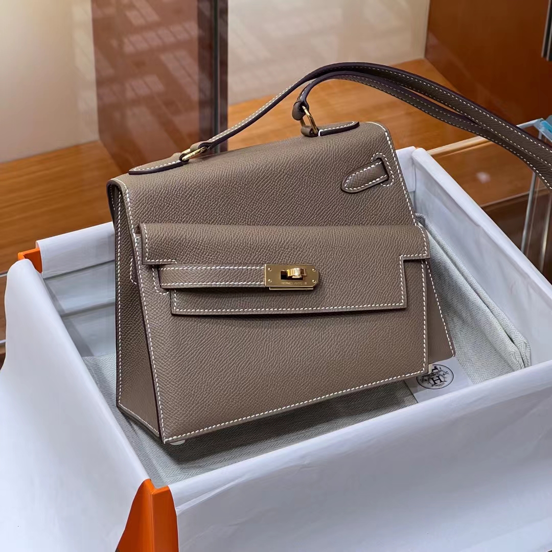 HERMES Kelly II Sellier 8C Gri Elephant GOLD Hardware HandMade