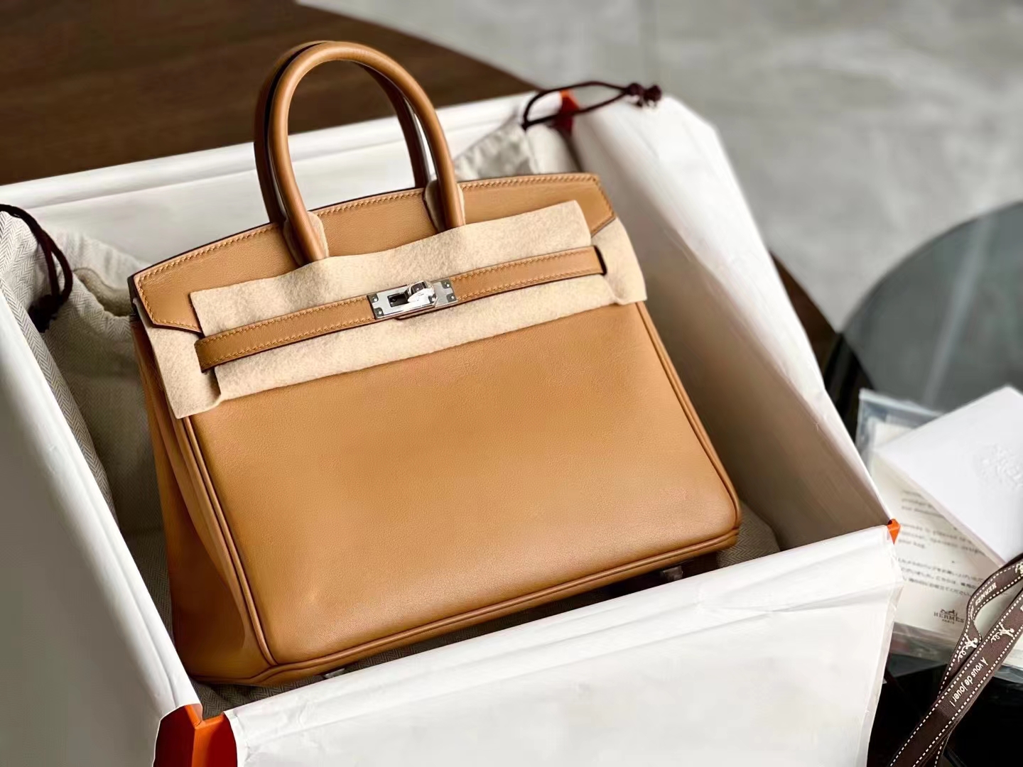 HERMES Birkin 25cm CK37 Swift Full handmade Birkin Fatory 25x20x13cm