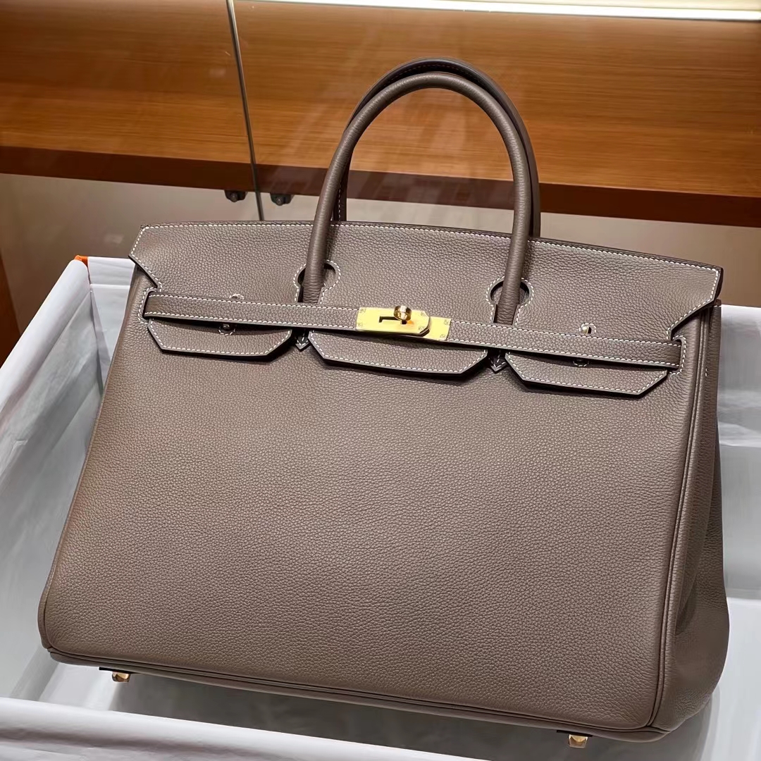 HERMES Birkin 40CM 8C Gri Elephant Togo Full handmade Birkin fatory