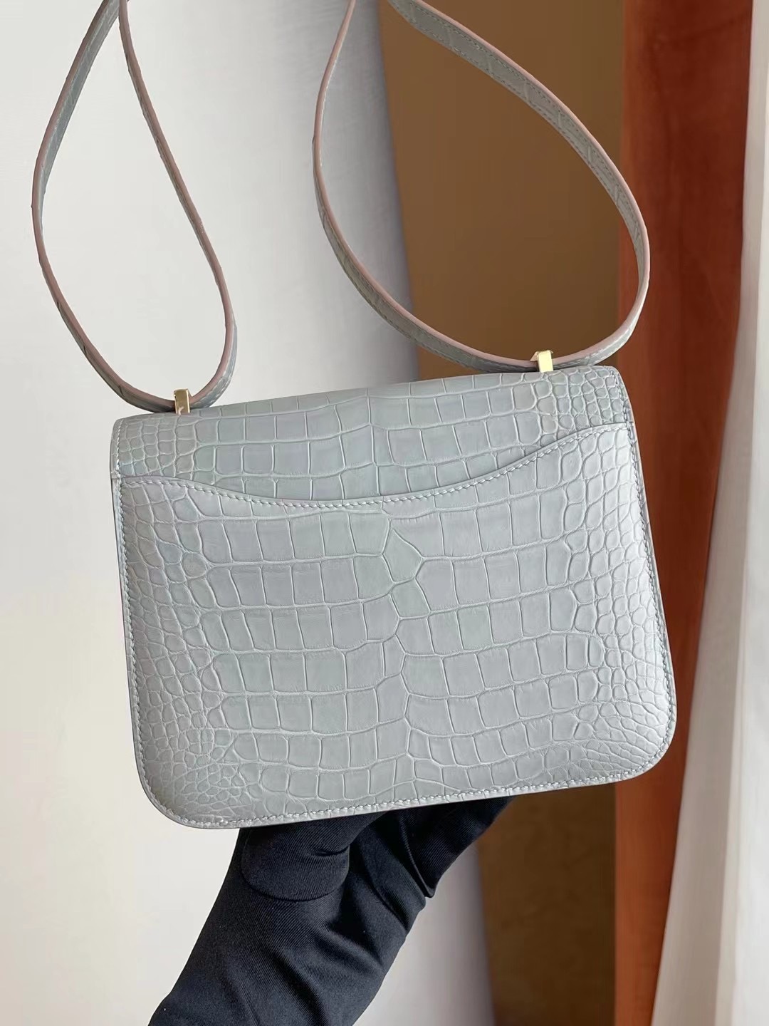 Hermes Constance 18CM 80 Gris Perle Matte Alligator Crocodile