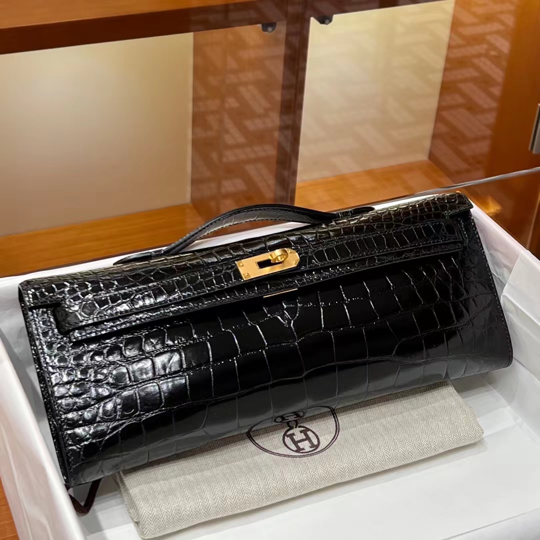 HERMES Kelly Cut 31cm 89 Nior  Niloticus Full handmade Fatory