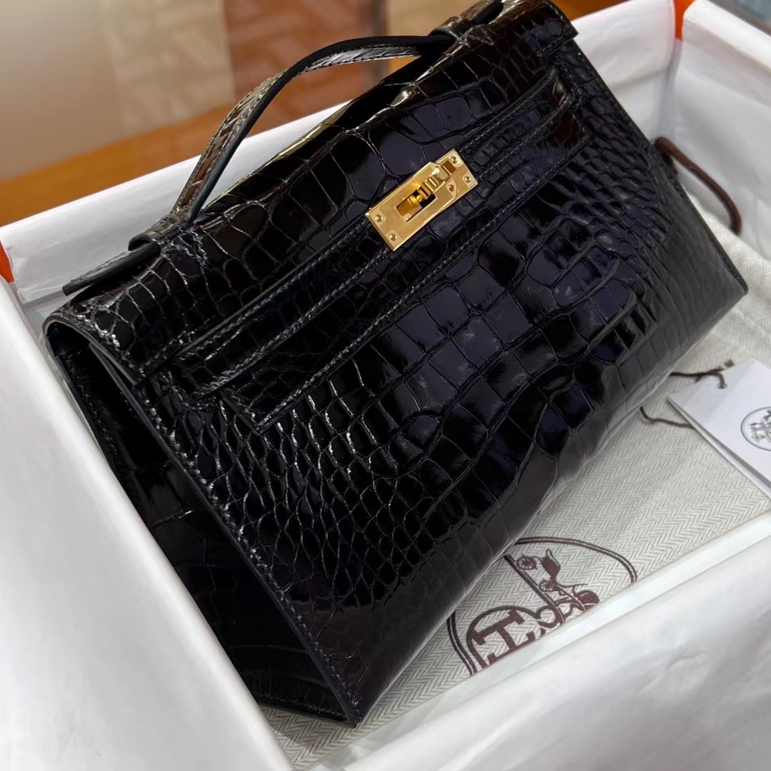 HERMES Kelly Pochette Alligator 89 Nior Full handmade 22x14x7cm 【God Factory】 Factory
