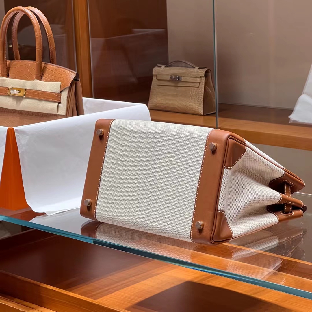 HERMES Birkin 30CM Swift&Canvas CK37 Full handmade Factory