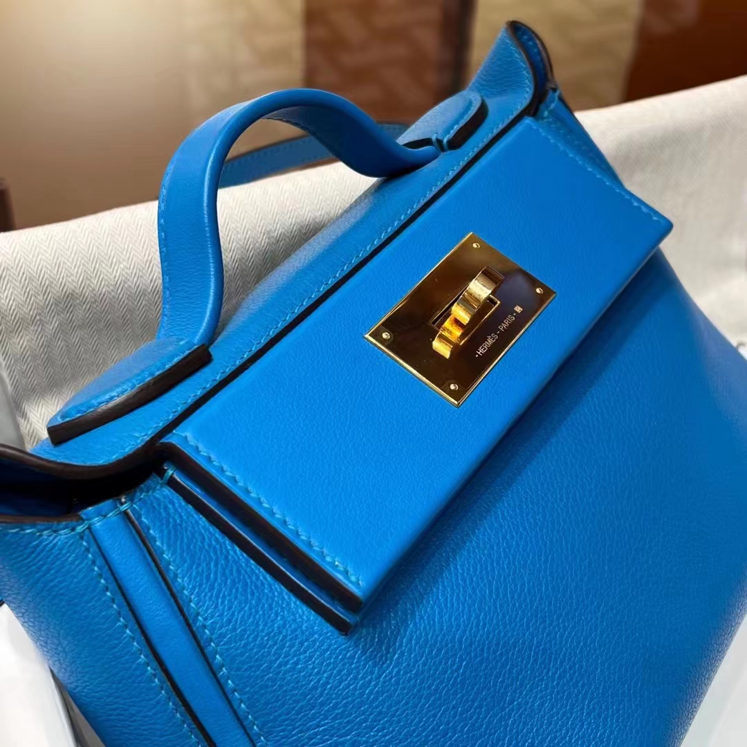 Kelly24/24 MINI 71 Bleu France Evercolor&Swift GHW Full handmade HERMES fatory