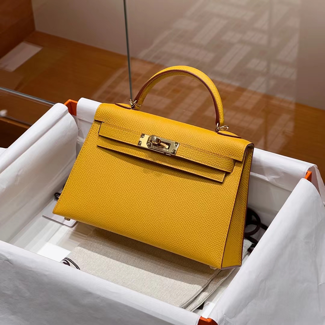 HERMES Mini Kelly 19CM 9D Epsom GHW Full handmade fatory