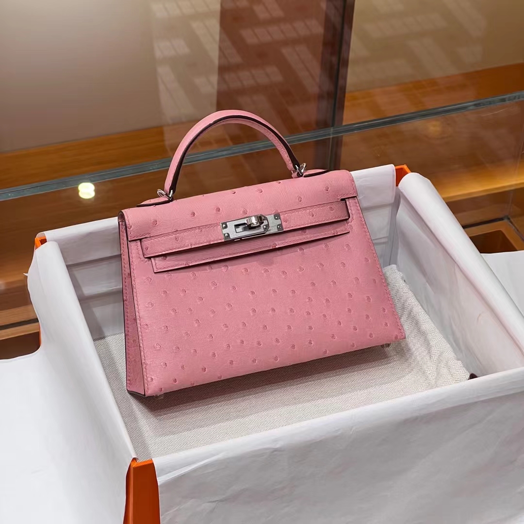 HERMES Mini Kelly 2 94 Ostrich SHW Full handmade fatory