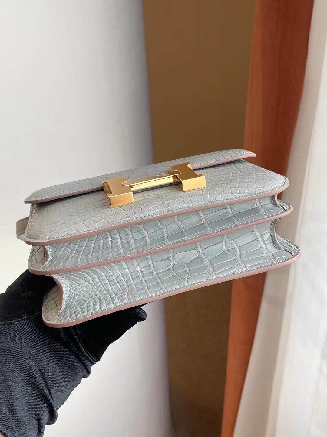 Hermes Constance 18CM 80 Gris Perle Matte Alligator Crocodile