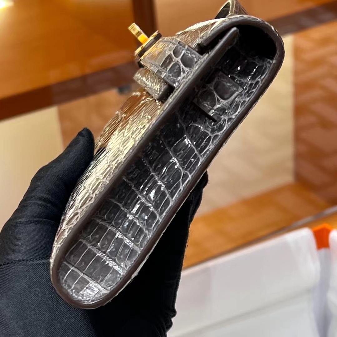 HERMES Kelly Cut 31cm 88 Graphite  Niloticus Full handmade Fatory