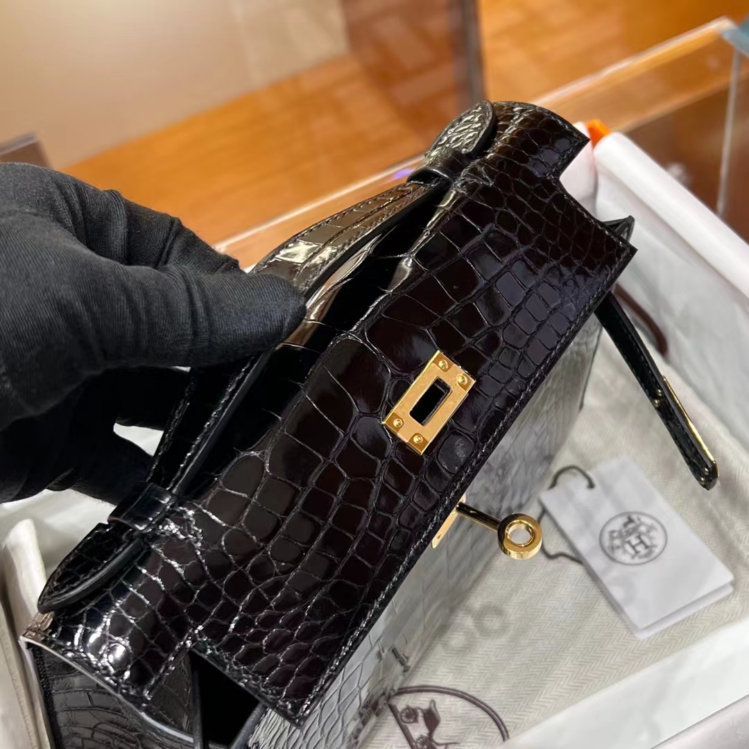 HERMES Kelly Pochette Alligator 89 Nior Full handmade 22x14x7cm 【God Factory】 Factory