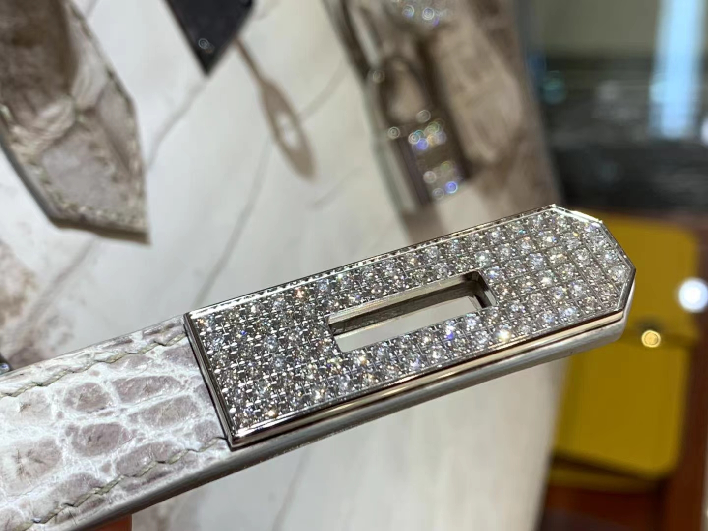 HERMES Factory Birkin 30CM  Alligator 1 Himalaya Full handmade hardware with real diamonds