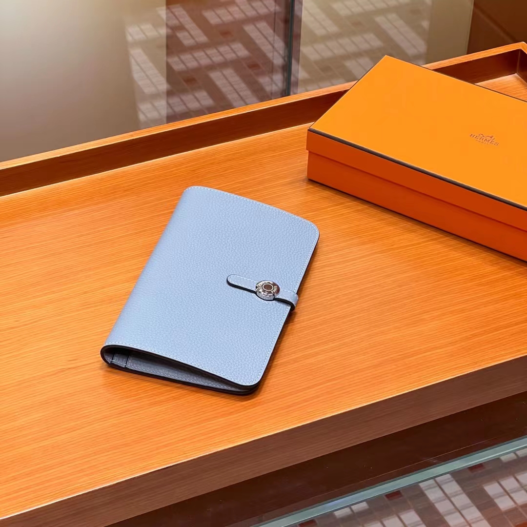 HERMES Wallet Dogon J7 Bleu Un Alligator Full handmade