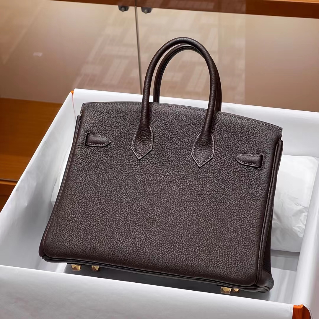 HERMES Birkin 25cm 46 EBONE Togo Full handmade Birkin Fatory 25x20x13cm