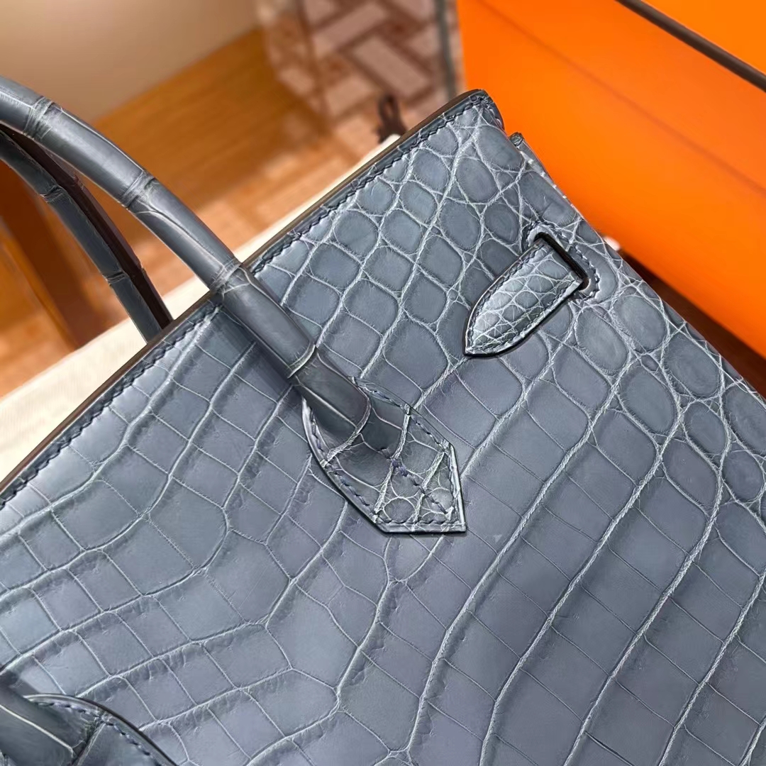 HERMES Factory Birkin 30CM 75 Blue Jean Full handmade SHW