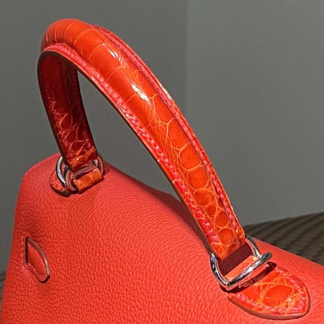 HERMES Kelly 25CM S5 Rouge Tomate Niloticus SHW Full handmade Kelly fatory