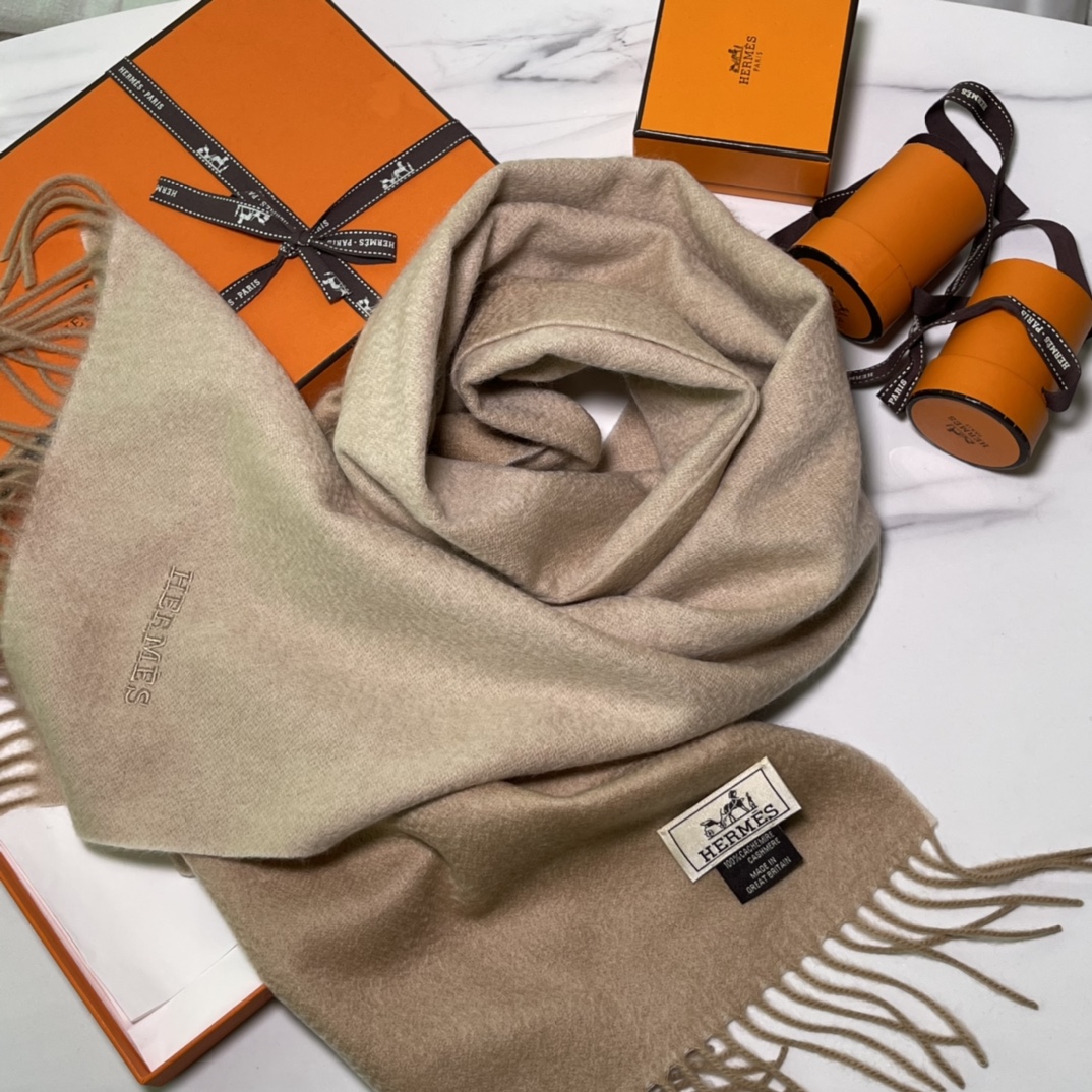 HERMES Cashmere Scarf 0M Fatory 30*180cm