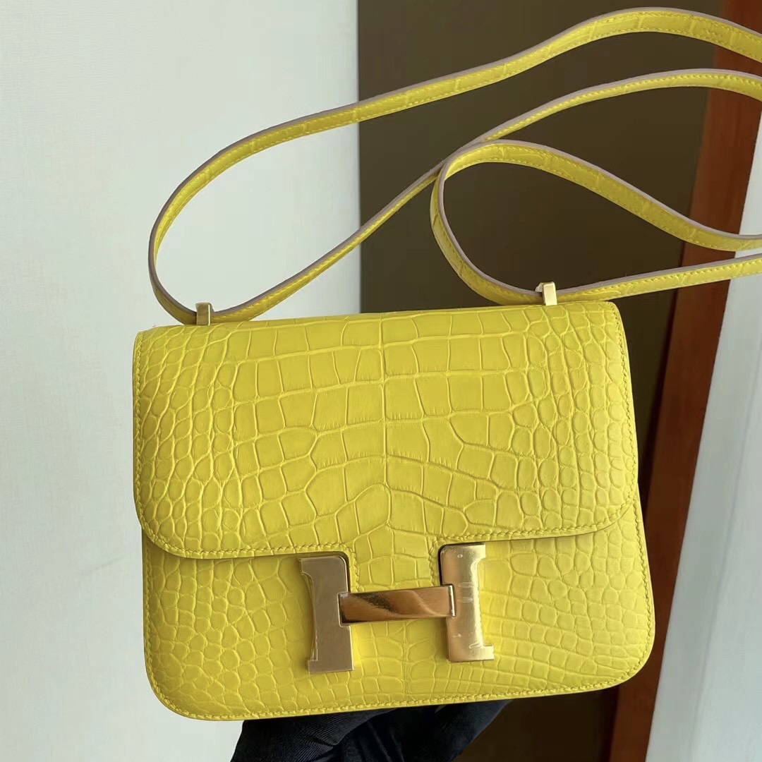 【】 Constance 18CM 9R Lime Matte Alligator Crocodile