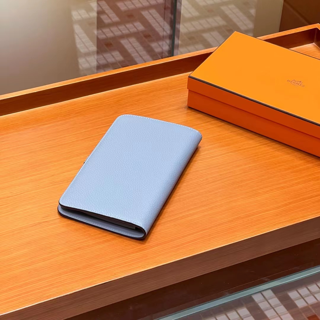 HERMES Wallet  Dogon J7 Bleu Un Alligator Full handmade