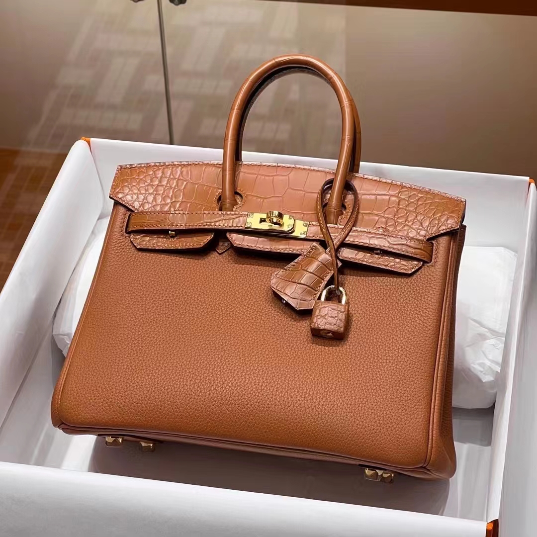 HERMES Birkin Touch CK37 Togo&Alligator Full handmade Birkin Fatory 25x20x13cm