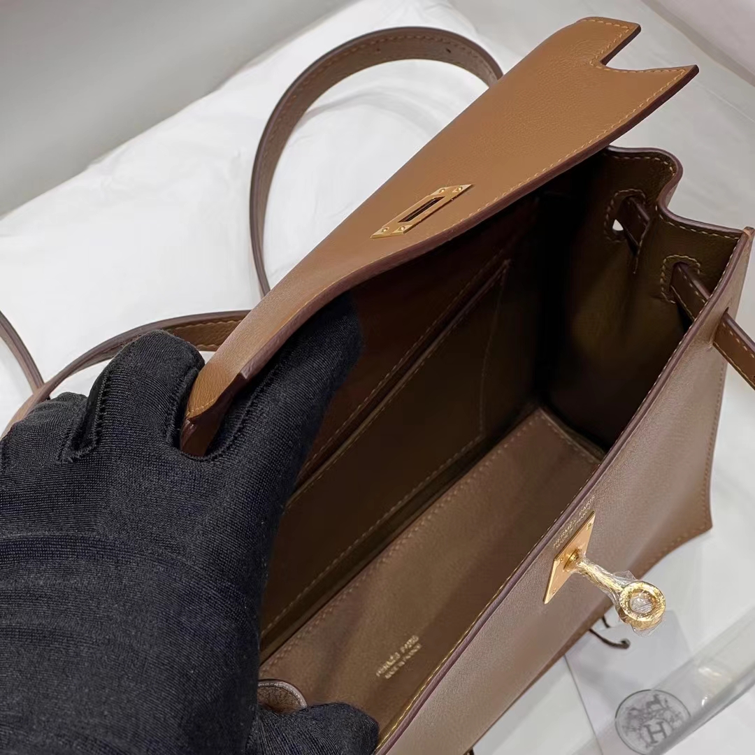 HERMES Kellydanse 22cm Evercolor D0 GOLD Hardware HandMade