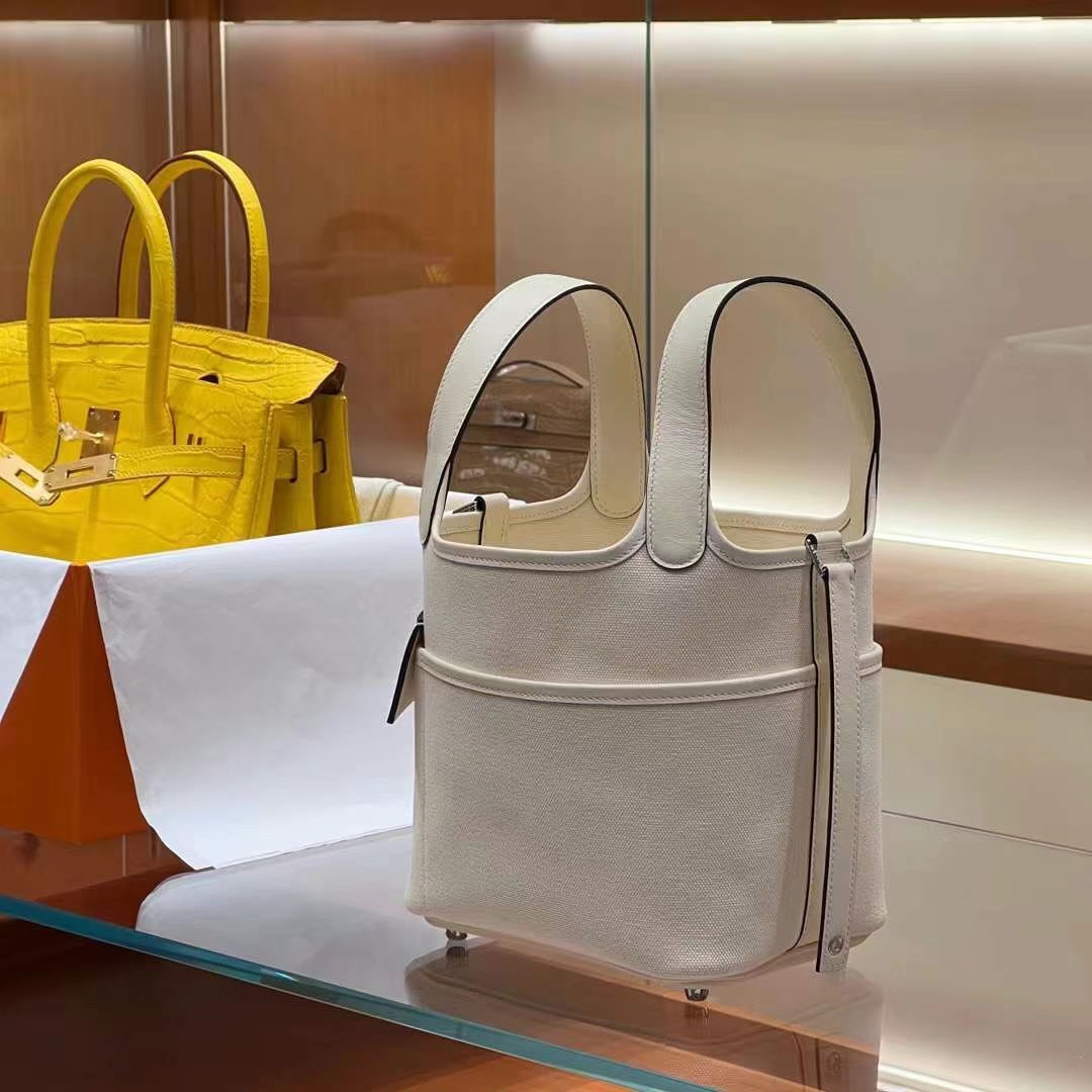 HERMES Factory Picotin cargo 18cm 10 Craie Full handmade 