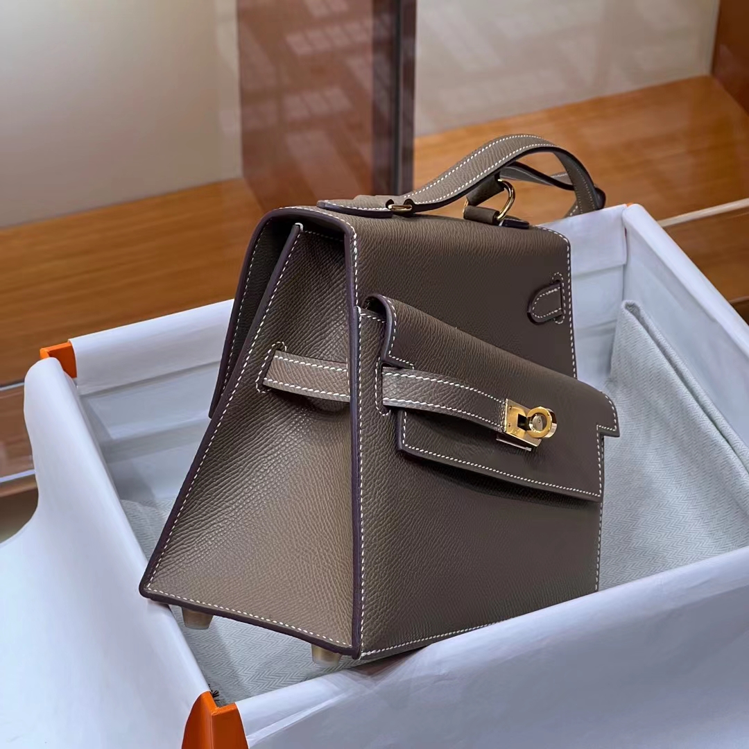 HERMES Kelly II Sellier 8C Gri Elephant GOLD Hardware HandMade