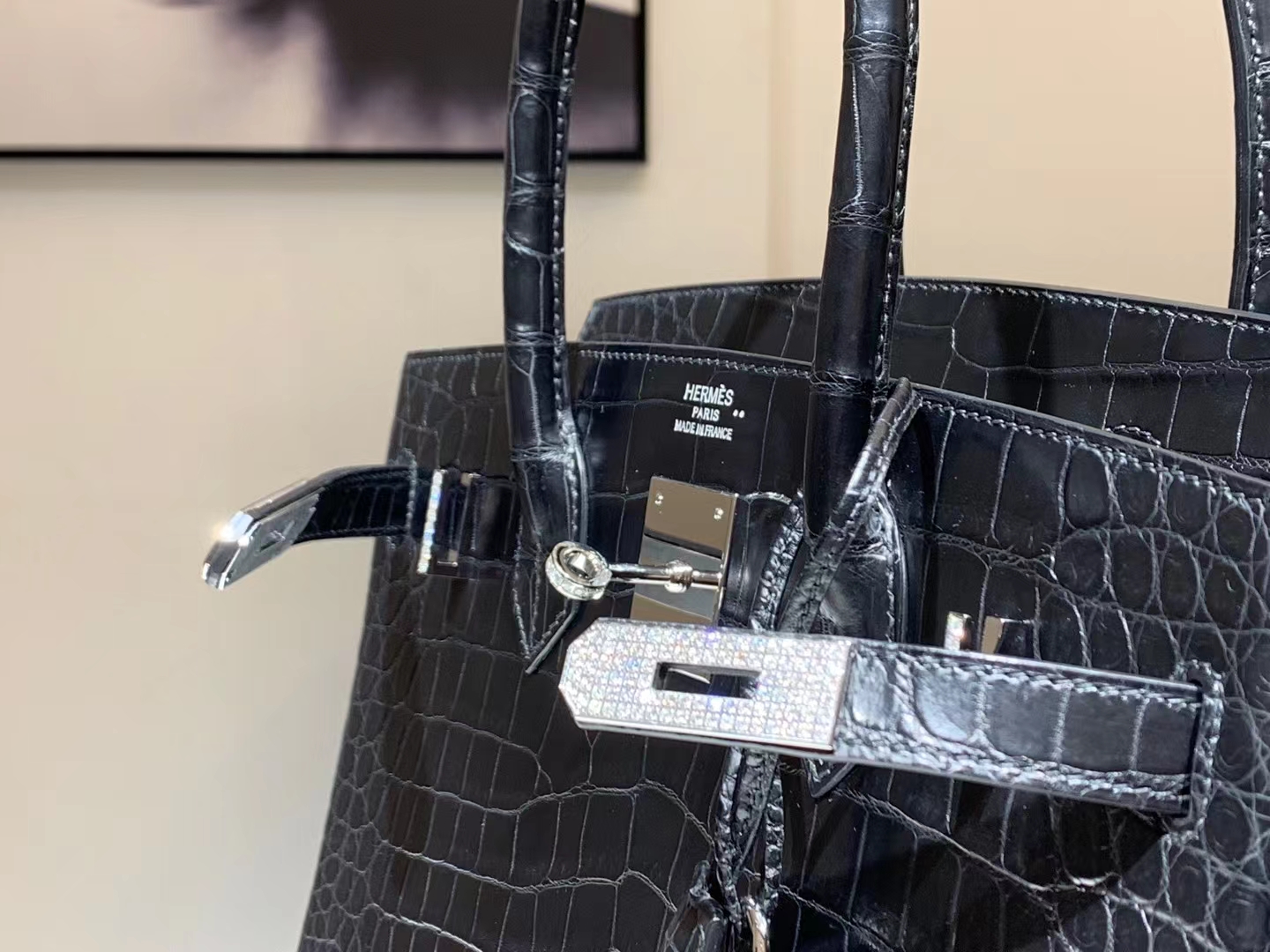 HERMES Factory Birkin 30CM  Alligator CC89 Nior Full handmade hardware with real diamonds