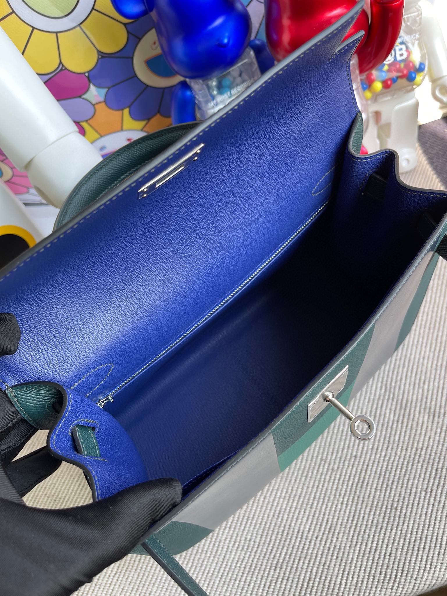 Hermes Kelly 28CM Epsom Leather Letter Bag H 6O Vert Cypress Silver HandMade