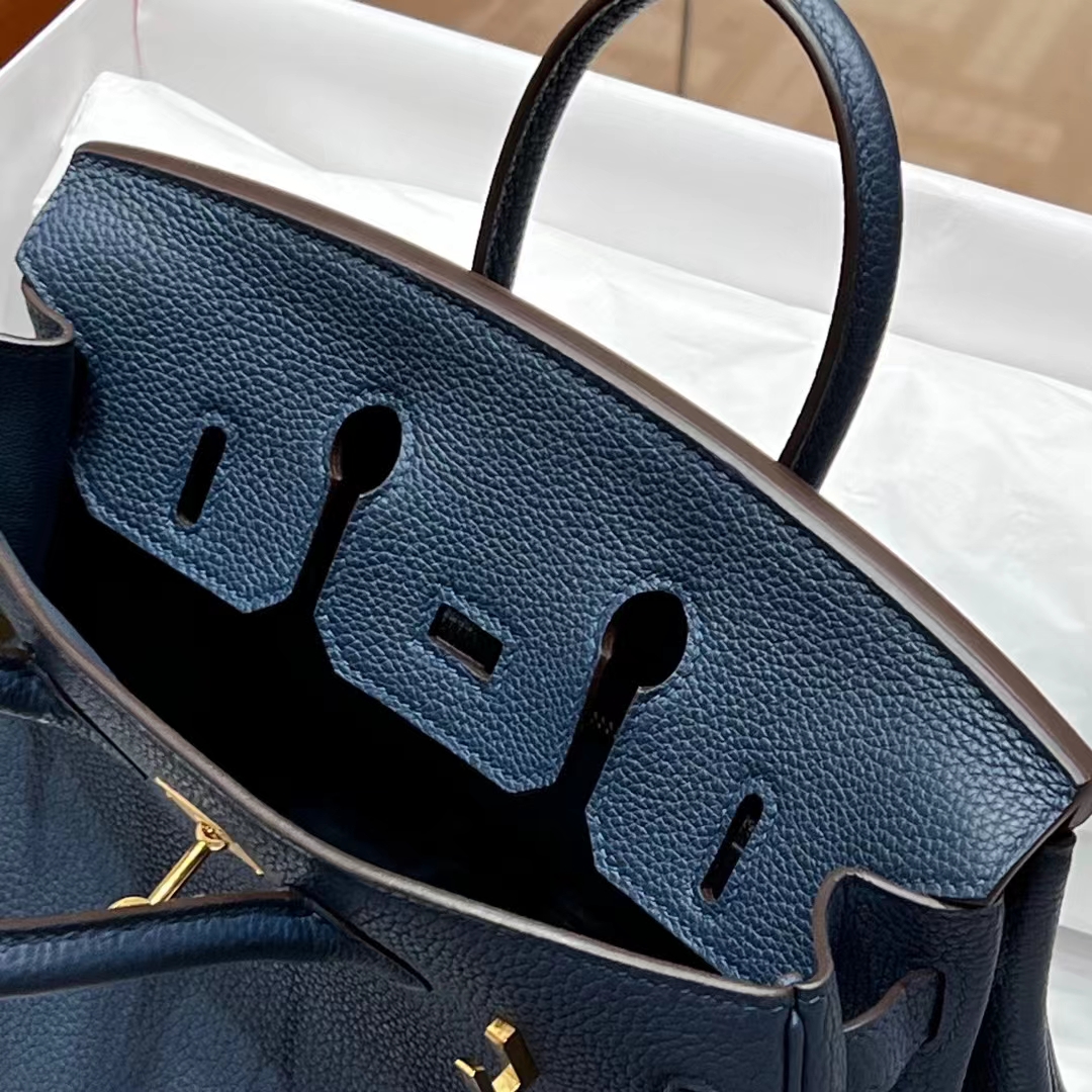 HERMES Birkin 25CM 73 Blue Saphir Togo Full handmade Birkin fatory GHW