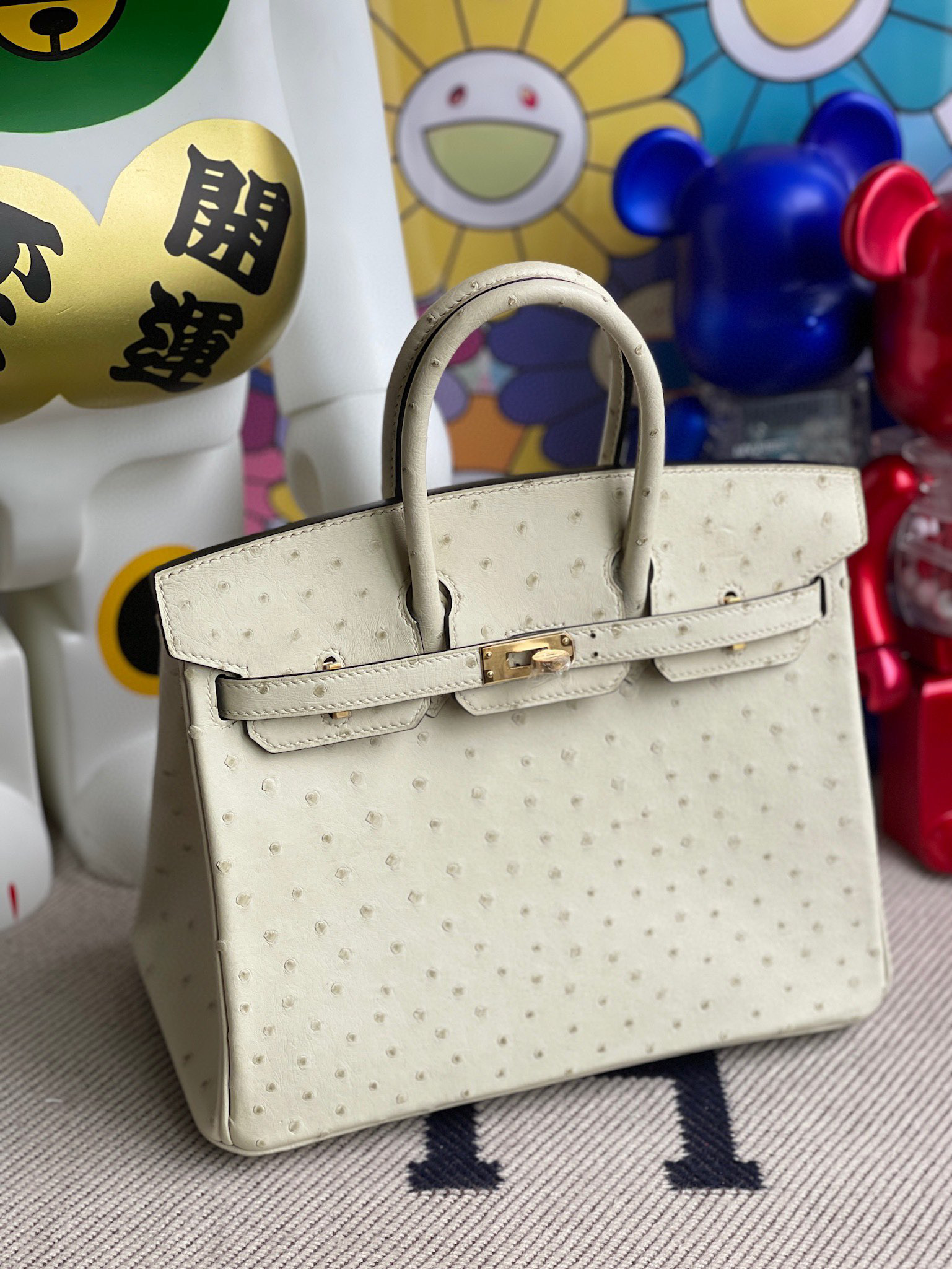 Hermes Birkin 25CM South Africa Klein Karoo Ostrich 3C Parchemin Gold Hardware Full HandMade