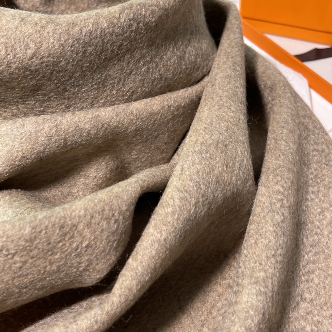 HERMES Cashmere Scarf 8C Gri Elephant  Fatory 30*180cm