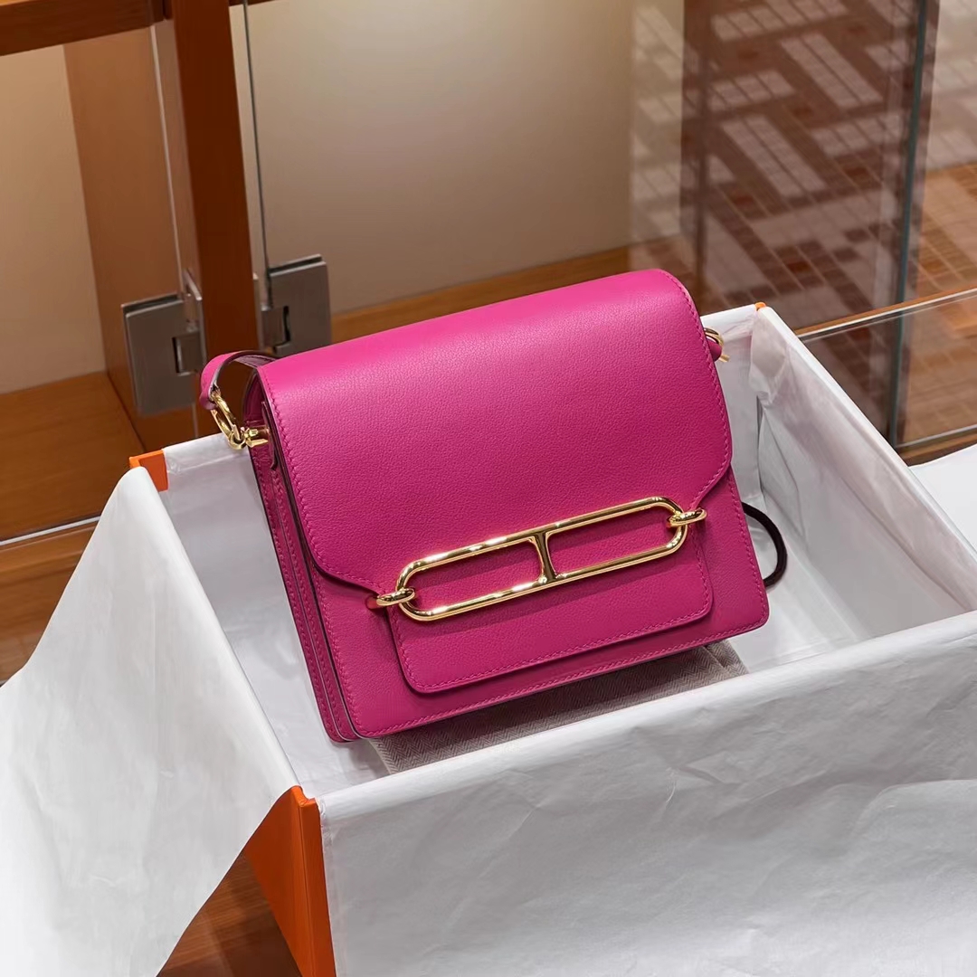 HERMES Roulis 18CM 5J Fushsia Gold Hardware HandMade