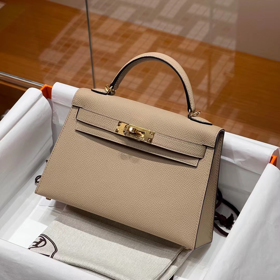 HERMES Mini Kelly 19CM Trench S2 Epsom GHW Full handmade fatory
