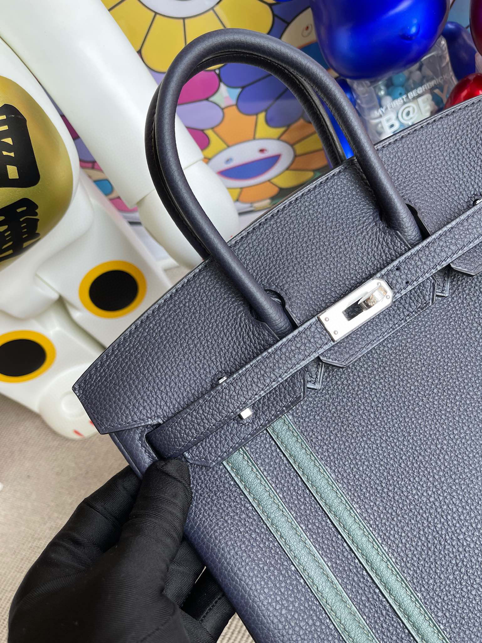 Hermes Birkin 25CM Togo 2Z Blue Nuit / 6O Vert Cypress Silver Hardware ( )