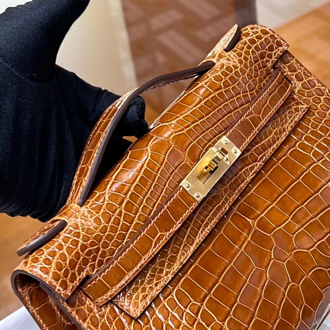 HERMES Kelly Pochette Alligator CK37 Full handmade 22x14x7cm 【God Factory】 Factory