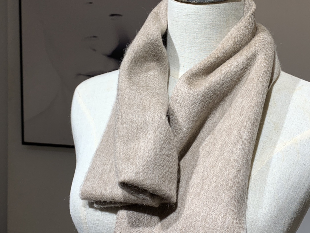 HERMES Cashmere Scarf 10 Craie Fatory 30*180cm