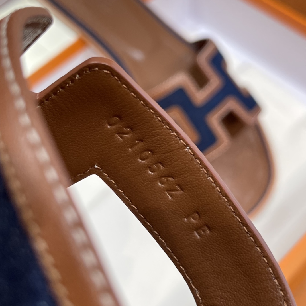 HERMES  Sandals New Slippers Handmade Italian lamb sole 10 days of shipment 73 Blue Saphir&CK37