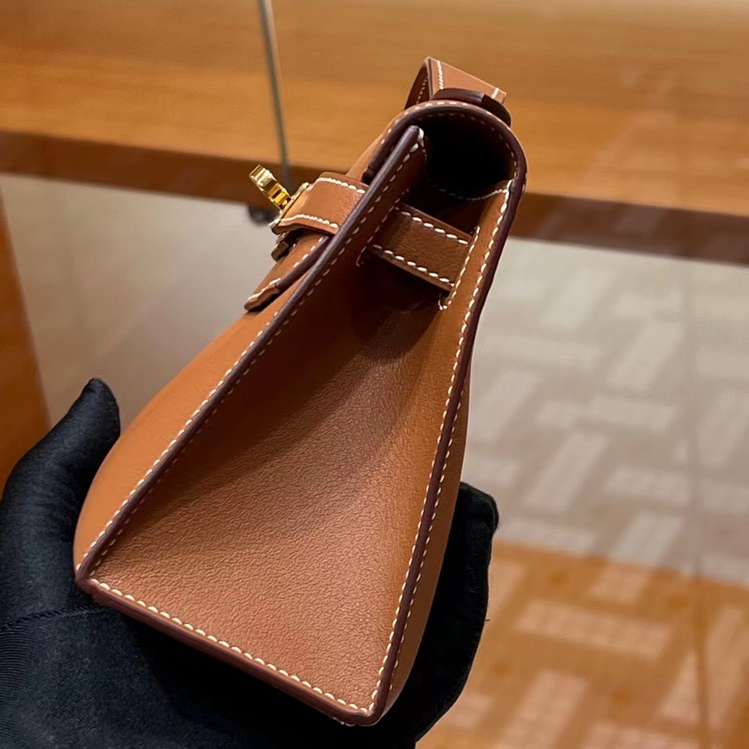 HERMES Kelly Pochette 22CM CK37 Gold Swift GHW Full handmade fatory