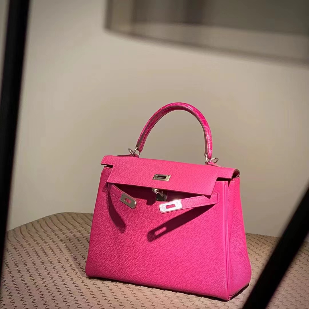 HERMES Kelly 25CM E5 Rose Tyrien Niloticus TOGO SHW Full handmade Kelly fatory