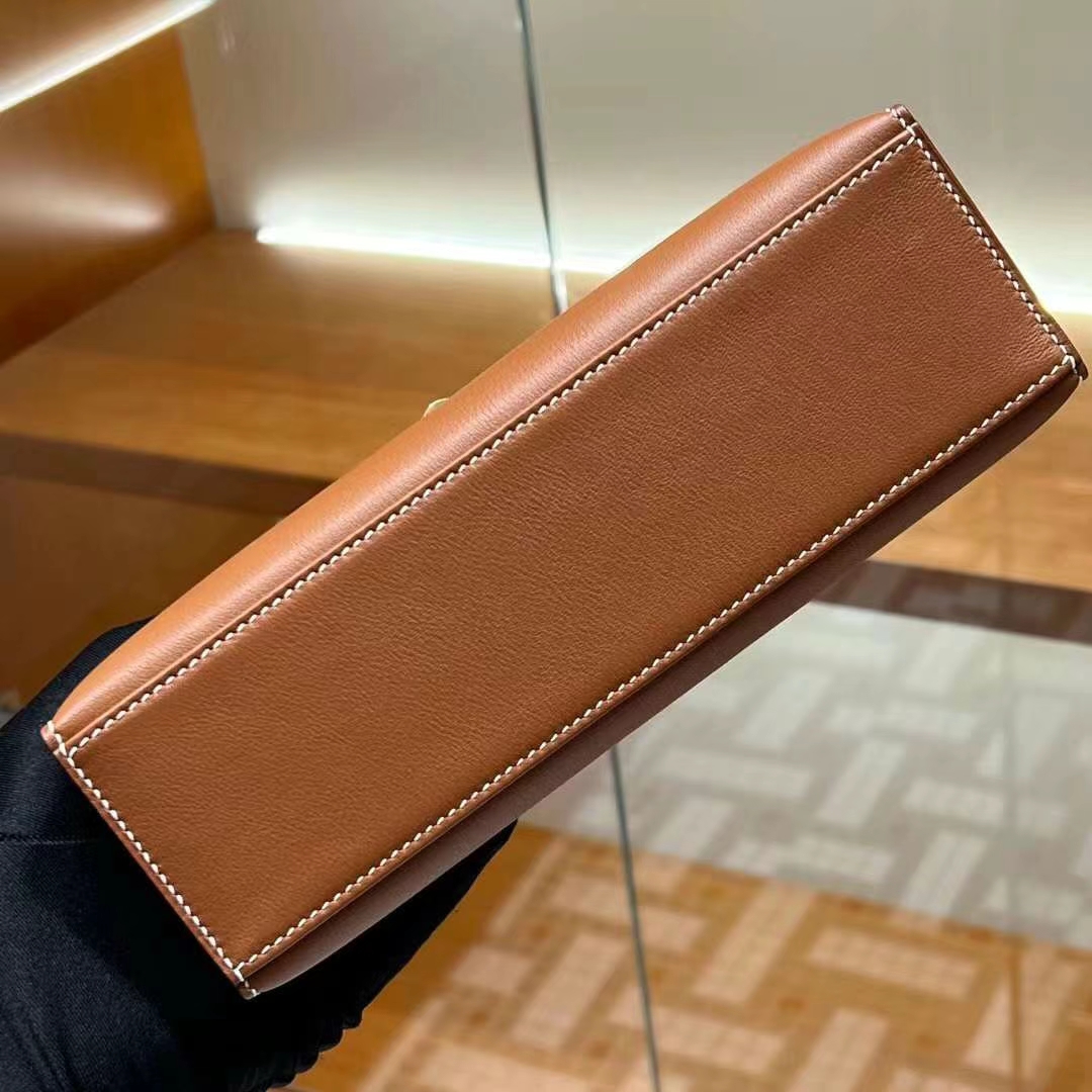 HERMES Kelly Pochette Swift CK37 Full handmade 22x14x7cm 【God Factory】 Factory