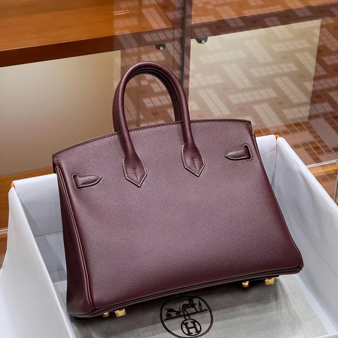 HERMES  Birkin 25cm 57 Bordeaux Epsom Full handmade Birkin Fatory 25x20x13cm