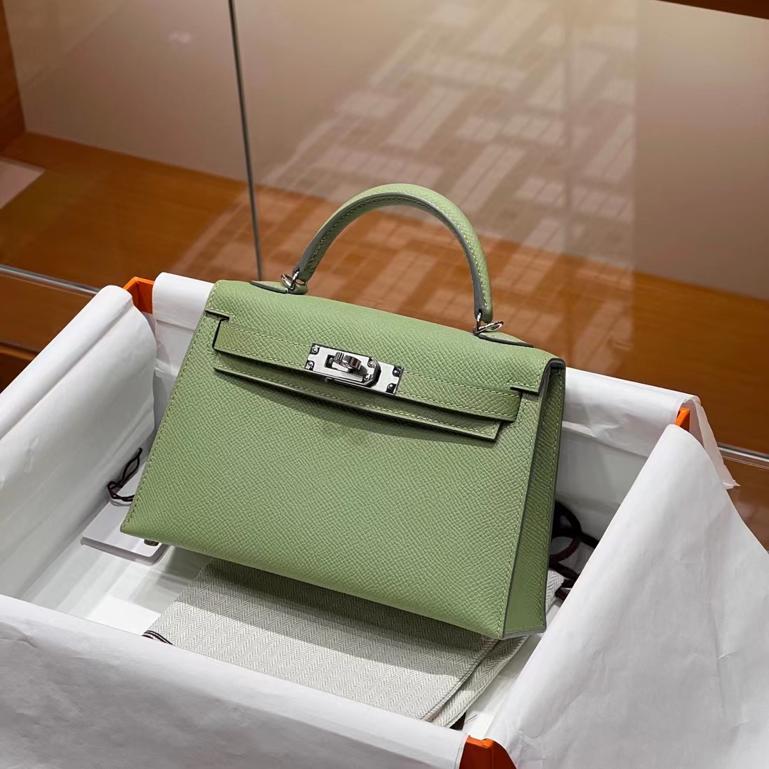 HERMES Mini Kelly 19CM 3i Epsom SHW Full handmade fatory