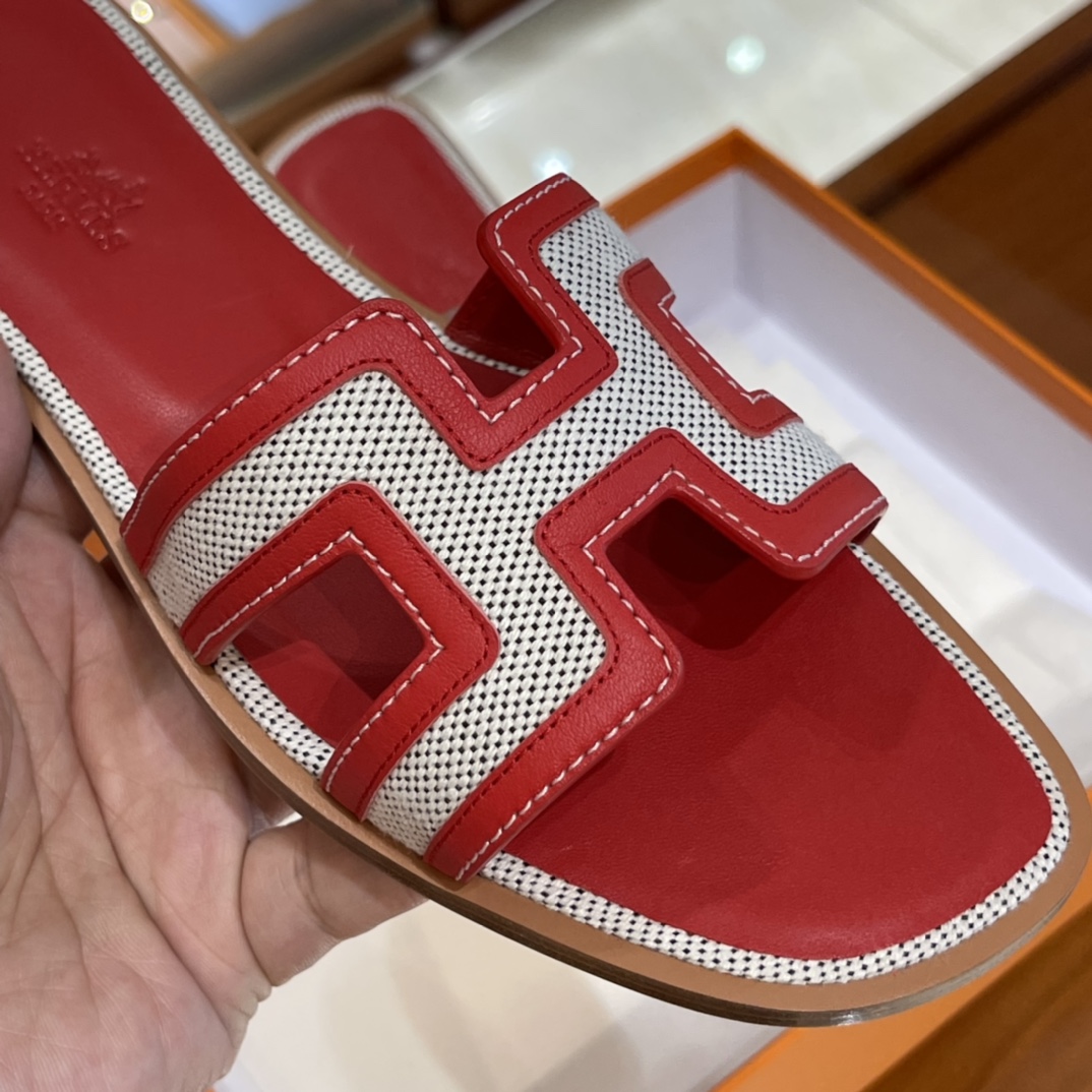 HERMES  Sandals New Slippers Handmade Italian lamb sole 10 days of shipment S5 Rouge Tomate