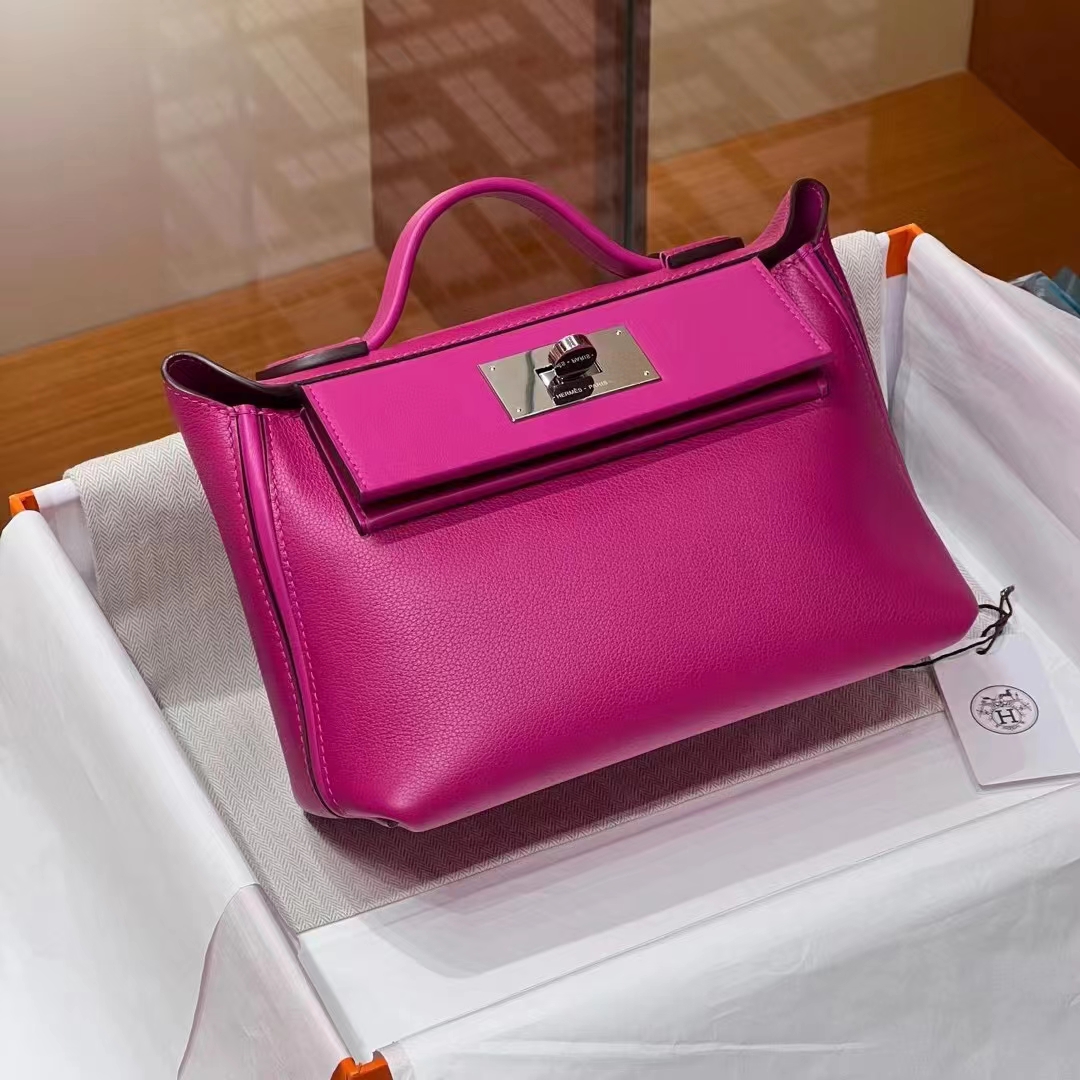 Kelly24/24 MINI 5J Fushsia Evercolor&Swift SHW Full handmade HERMES fatory