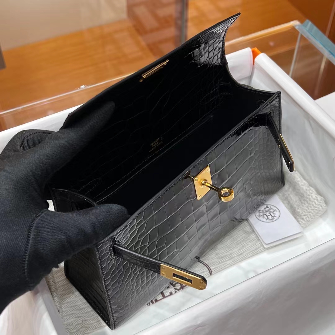 HERMES Kelly Pochette Alligator 89 Nior Full handmade 22x14x7cm 【God Factory】 Factory