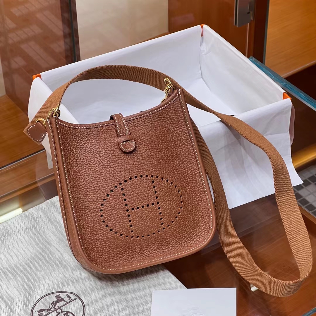 HERMES Mini Evelyne CK37 Full handmade Evelyne Fatory 17x18x5.5cm