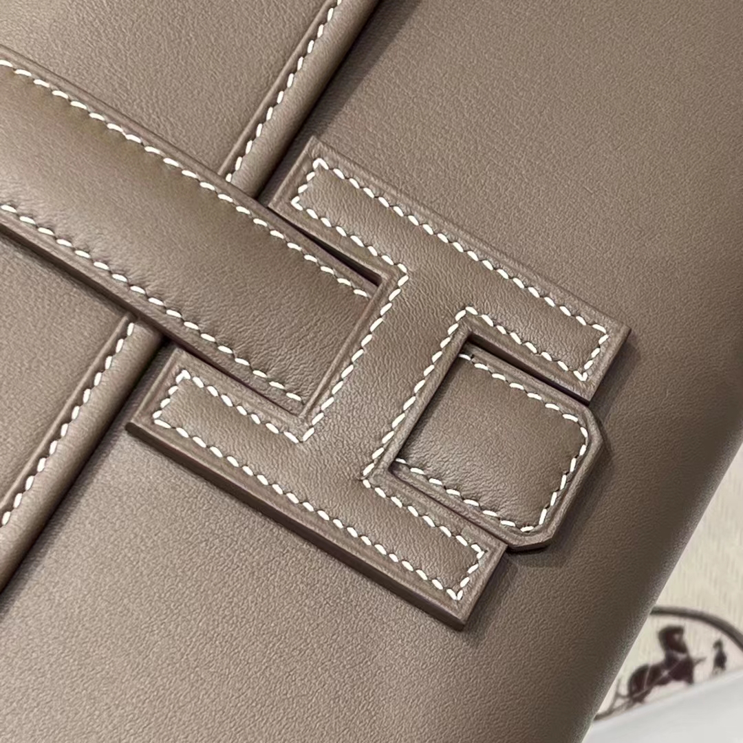 HERMES Jige Elan 29cm 8C Gri Elephant Swift Full handmade Fatory 