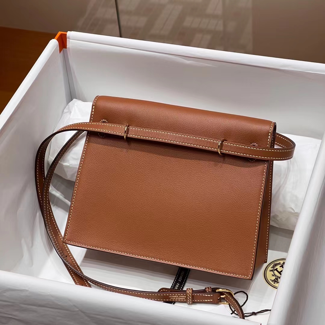 HERMES Kellydanse 22cm Evercolor CK37 Gold Hardware HandMade