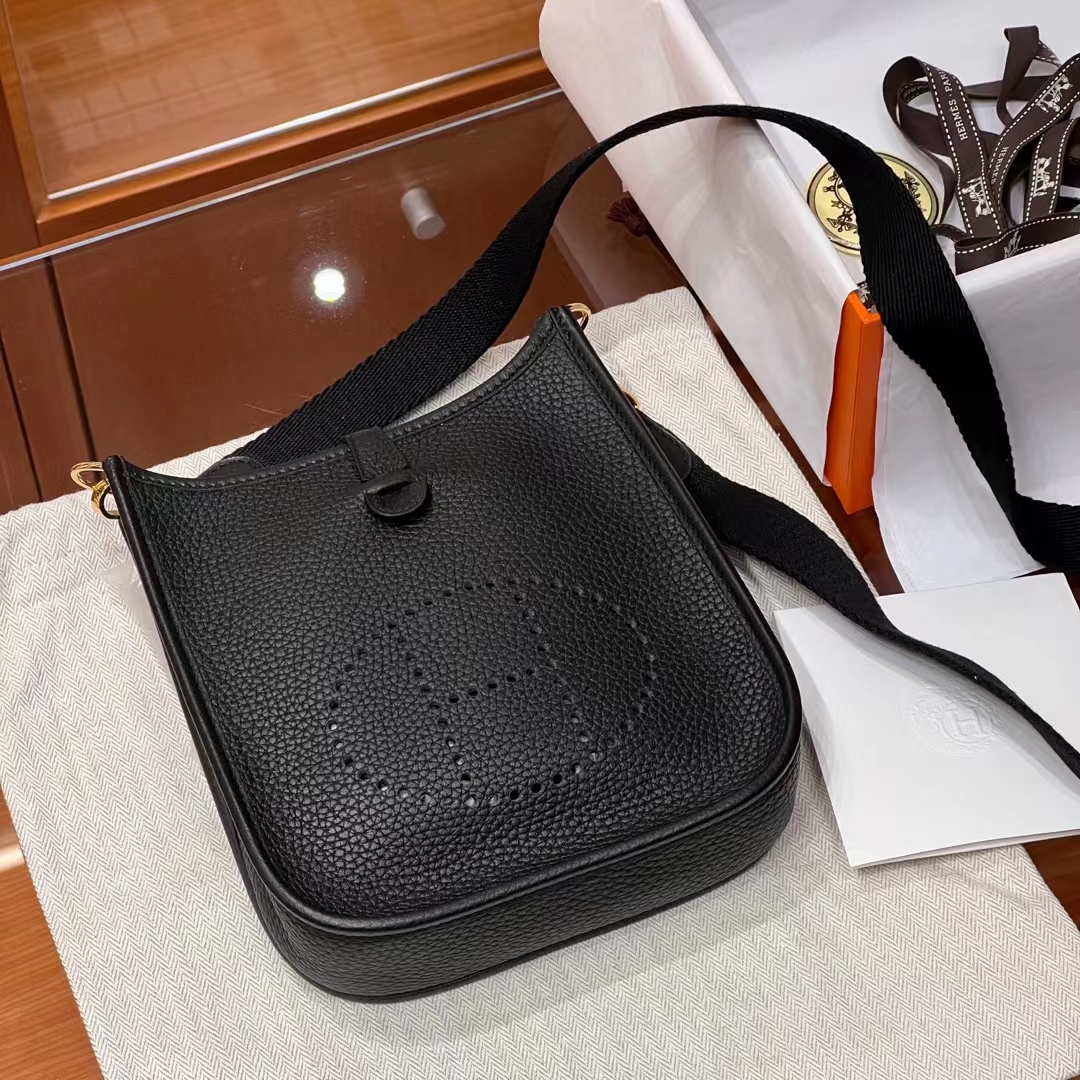 HERMES Mini Evelyne CC89 Nior Full handmade Evelyne Fatory 17x18x5.5cm