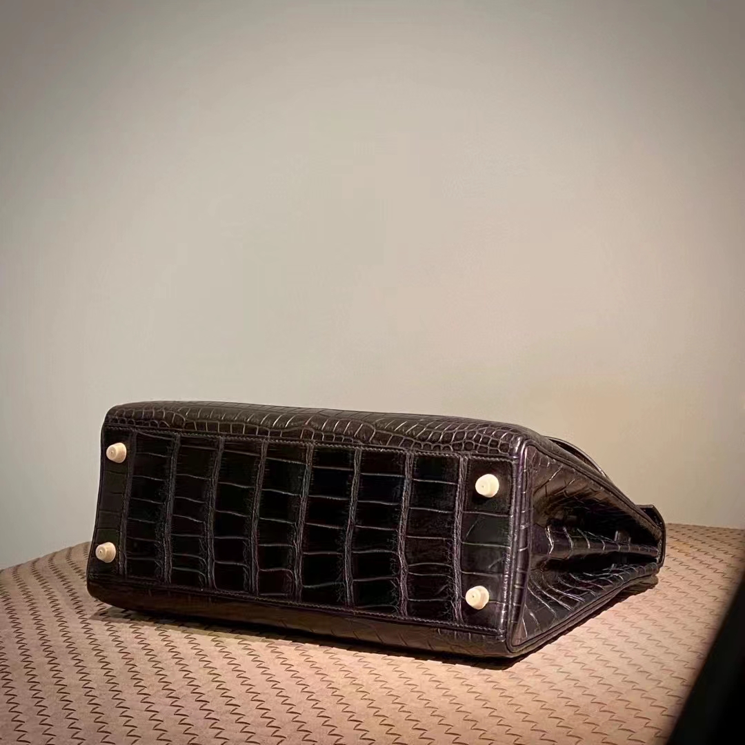 HERMES  Kelly 25CM 46 Ebene Niloticus SHW Full handmade 25x17x7cm 